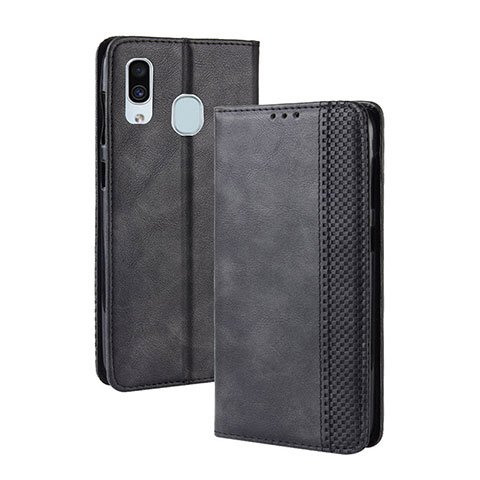 Handytasche Stand Schutzhülle Flip Leder Hülle BY4 für Samsung Galaxy A40 Schwarz