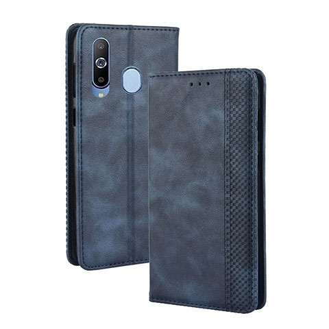 Handytasche Stand Schutzhülle Flip Leder Hülle BY4 für Samsung Galaxy A60 Blau