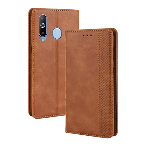 Handytasche Stand Schutzhülle Flip Leder Hülle BY4 für Samsung Galaxy A60 Braun