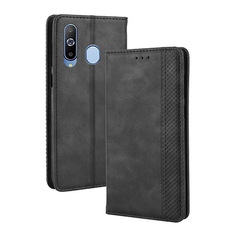 Handytasche Stand Schutzhülle Flip Leder Hülle BY4 für Samsung Galaxy A60 Schwarz