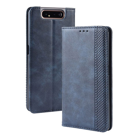 Handytasche Stand Schutzhülle Flip Leder Hülle BY4 für Samsung Galaxy A80 Blau