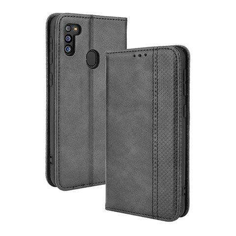 Handytasche Stand Schutzhülle Flip Leder Hülle BY4 für Samsung Galaxy M21 (2021) Schwarz