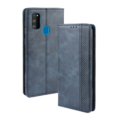 Handytasche Stand Schutzhülle Flip Leder Hülle BY4 für Samsung Galaxy M30s Blau