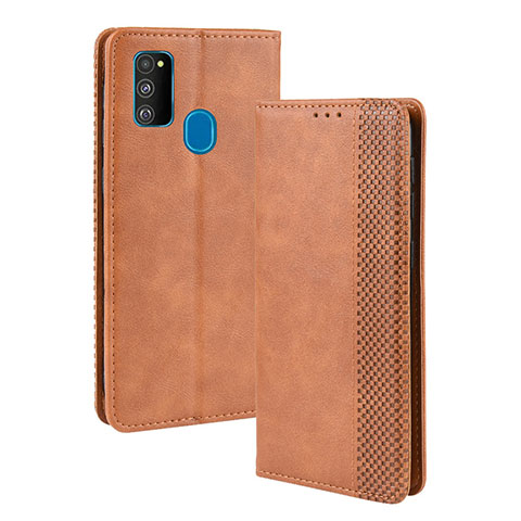 Handytasche Stand Schutzhülle Flip Leder Hülle BY4 für Samsung Galaxy M30s Braun