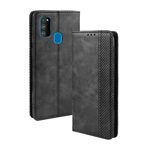 Handytasche Stand Schutzhülle Flip Leder Hülle BY4 für Samsung Galaxy M30s Schwarz