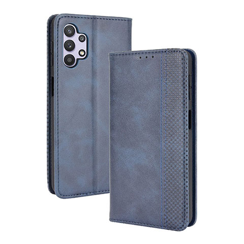 Handytasche Stand Schutzhülle Flip Leder Hülle BY4 für Samsung Galaxy M32 5G Blau