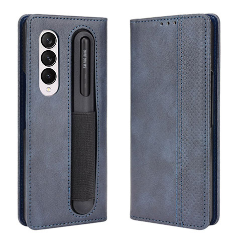 Handytasche Stand Schutzhülle Flip Leder Hülle BY4 für Samsung Galaxy Z Fold3 5G Blau