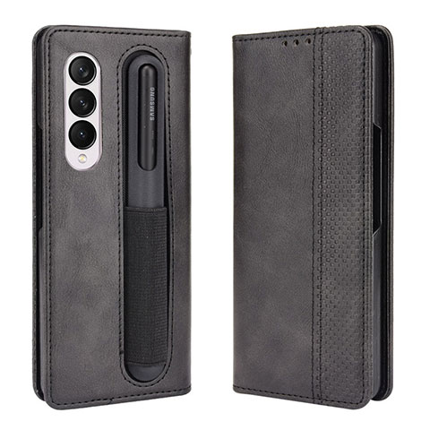 Handytasche Stand Schutzhülle Flip Leder Hülle BY4 für Samsung Galaxy Z Fold3 5G Schwarz