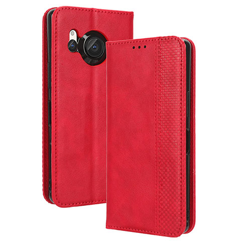 Handytasche Stand Schutzhülle Flip Leder Hülle BY4 für Sharp Aquos R8 Rot