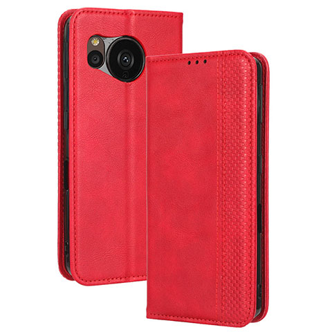 Handytasche Stand Schutzhülle Flip Leder Hülle BY4 für Sharp Aquos Sense7 Plus Rot