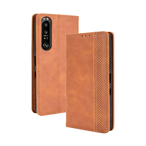 Handytasche Stand Schutzhülle Flip Leder Hülle BY4 für Sony Xperia 1 III Braun