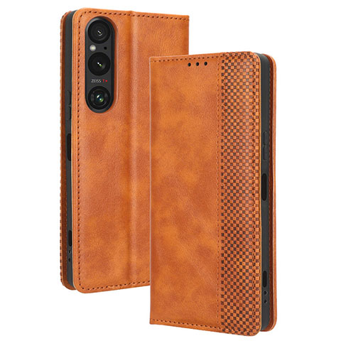 Handytasche Stand Schutzhülle Flip Leder Hülle BY4 für Sony Xperia 1 V Braun