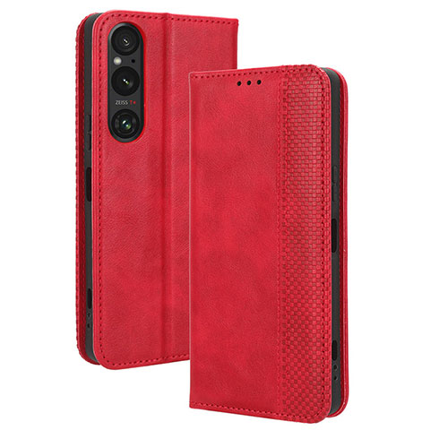 Handytasche Stand Schutzhülle Flip Leder Hülle BY4 für Sony Xperia 1 V Rot