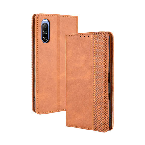 Handytasche Stand Schutzhülle Flip Leder Hülle BY4 für Sony Xperia 10 III Lite Braun