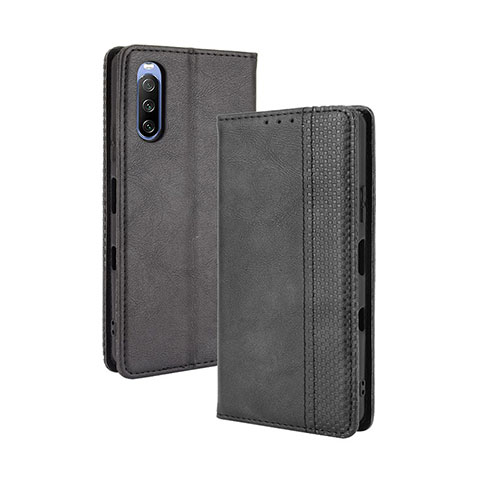 Handytasche Stand Schutzhülle Flip Leder Hülle BY4 für Sony Xperia 10 III Schwarz