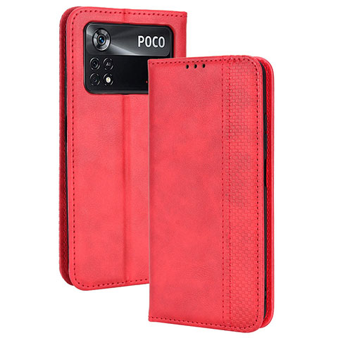 Handytasche Stand Schutzhülle Flip Leder Hülle BY4 für Xiaomi Poco M4 Pro 4G Rot