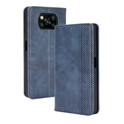 Handytasche Stand Schutzhülle Flip Leder Hülle BY4 für Xiaomi Poco X3 Blau