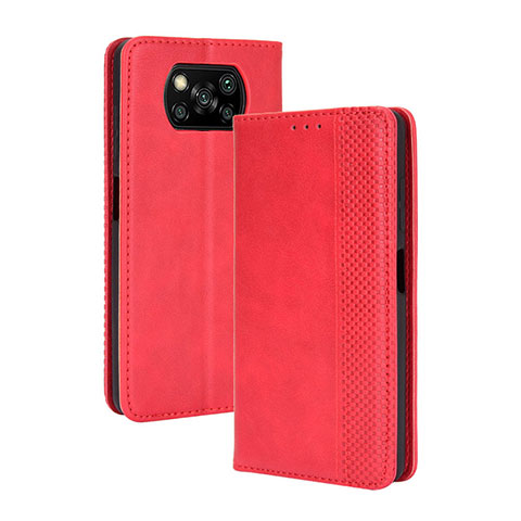 Handytasche Stand Schutzhülle Flip Leder Hülle BY4 für Xiaomi Poco X3 Rot