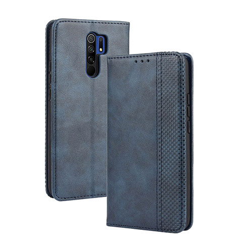 Handytasche Stand Schutzhülle Flip Leder Hülle BY4 für Xiaomi Redmi 9 Prime India Blau