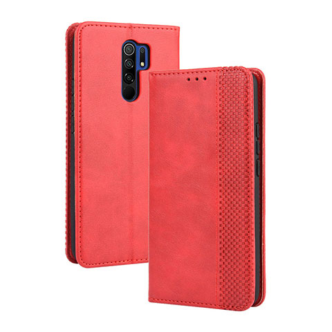 Handytasche Stand Schutzhülle Flip Leder Hülle BY4 für Xiaomi Redmi 9 Rot