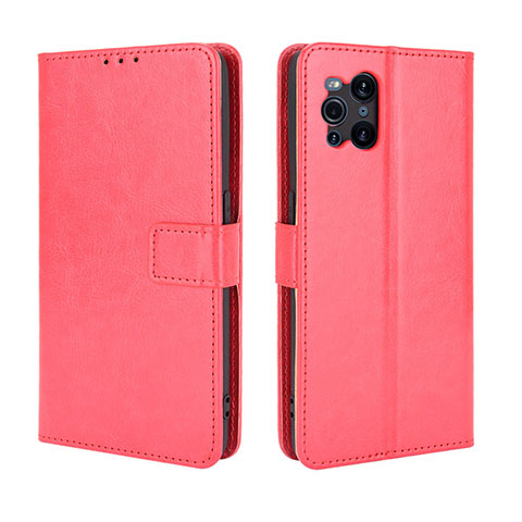 Handytasche Stand Schutzhülle Flip Leder Hülle BY5 für Oppo Find X3 5G Rot