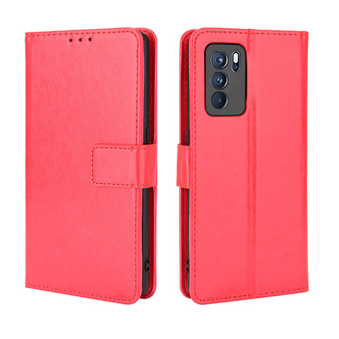 Handytasche Stand Schutzhülle Flip Leder Hülle BY5 für Oppo Reno6 Pro 5G India Rot