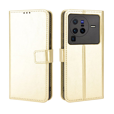 Handytasche Stand Schutzhülle Flip Leder Hülle BY5 für Vivo X80 Pro 5G Gold