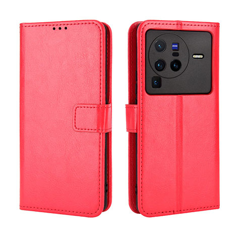 Handytasche Stand Schutzhülle Flip Leder Hülle BY5 für Vivo X80 Pro 5G Rot