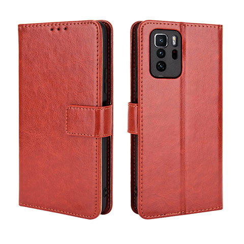 Handytasche Stand Schutzhülle Flip Leder Hülle BY5 für Xiaomi Redmi Note 10 Pro 5G Braun