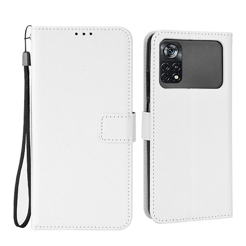 Handytasche Stand Schutzhülle Flip Leder Hülle BY6 für Xiaomi Poco M4 Pro 4G Weiß