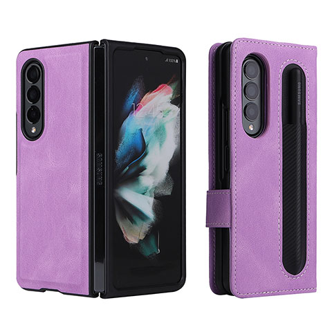 Handytasche Stand Schutzhülle Flip Leder Hülle BY7 für Samsung Galaxy Z Fold4 5G Violett