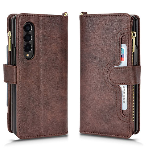 Handytasche Stand Schutzhülle Flip Leder Hülle BY8 für Samsung Galaxy Z Fold3 5G Braun