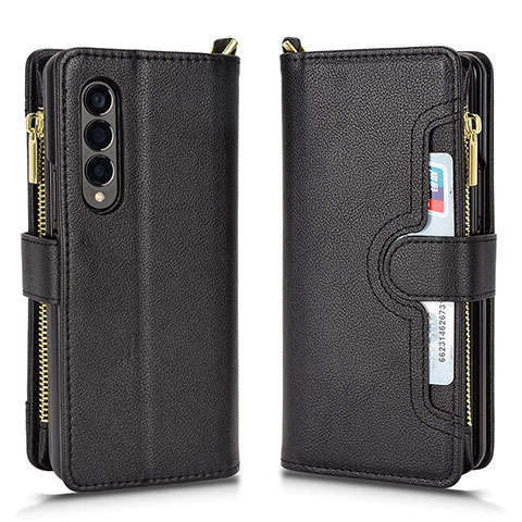 Handytasche Stand Schutzhülle Flip Leder Hülle BY8 für Samsung Galaxy Z Fold3 5G Schwarz