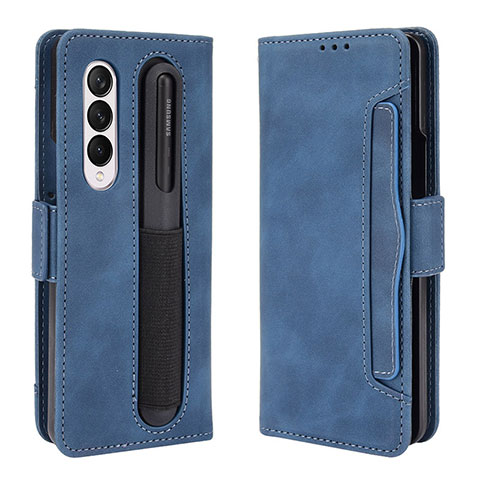 Handytasche Stand Schutzhülle Flip Leder Hülle BY9 für Samsung Galaxy Z Fold3 5G Blau