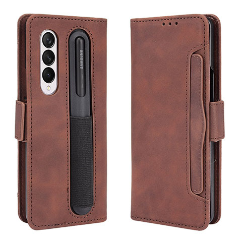 Handytasche Stand Schutzhülle Flip Leder Hülle BY9 für Samsung Galaxy Z Fold3 5G Braun