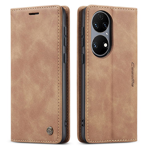 Handytasche Stand Schutzhülle Flip Leder Hülle C01S für Huawei P50 Pro Hellbraun