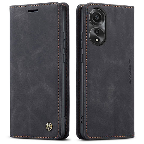 Handytasche Stand Schutzhülle Flip Leder Hülle C01S für Oppo A78 4G Schwarz