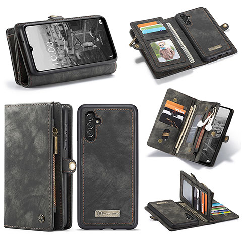 Handytasche Stand Schutzhülle Flip Leder Hülle C01S für Samsung Galaxy A04s Schwarz