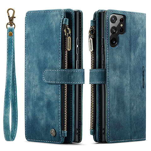 Handytasche Stand Schutzhülle Flip Leder Hülle C01S für Samsung Galaxy S21 Ultra 5G Blau