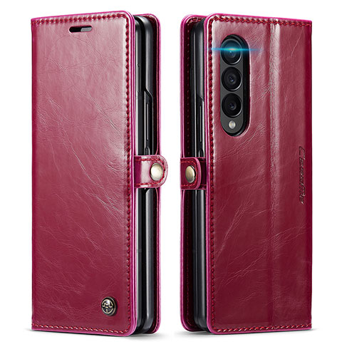 Handytasche Stand Schutzhülle Flip Leder Hülle C01S für Samsung Galaxy Z Fold3 5G Rot
