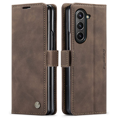 Handytasche Stand Schutzhülle Flip Leder Hülle C01S für Samsung Galaxy Z Fold5 5G Braun