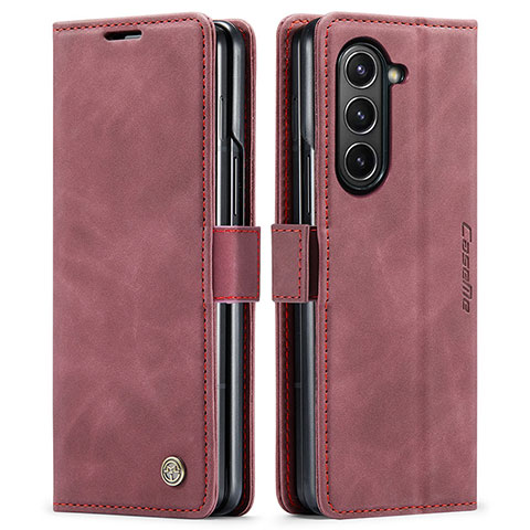 Handytasche Stand Schutzhülle Flip Leder Hülle C01S für Samsung Galaxy Z Fold5 5G Fuchsie