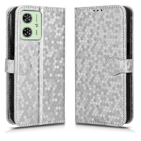 Handytasche Stand Schutzhülle Flip Leder Hülle C01X für Motorola Moto G54 5G Silber