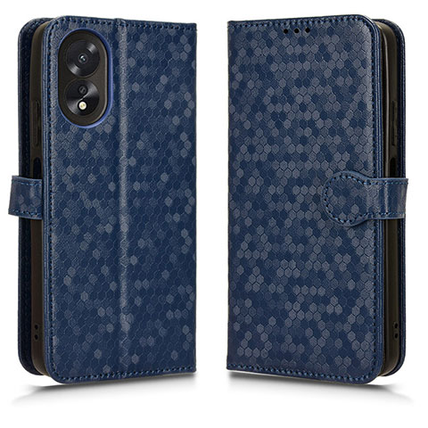 Handytasche Stand Schutzhülle Flip Leder Hülle C01X für Oppo A38 Blau