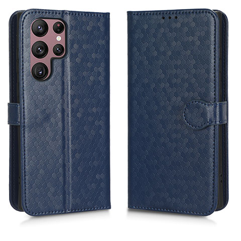 Handytasche Stand Schutzhülle Flip Leder Hülle C01X für Samsung Galaxy S23 Ultra 5G Blau