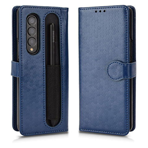 Handytasche Stand Schutzhülle Flip Leder Hülle C01X für Samsung Galaxy Z Fold3 5G Blau