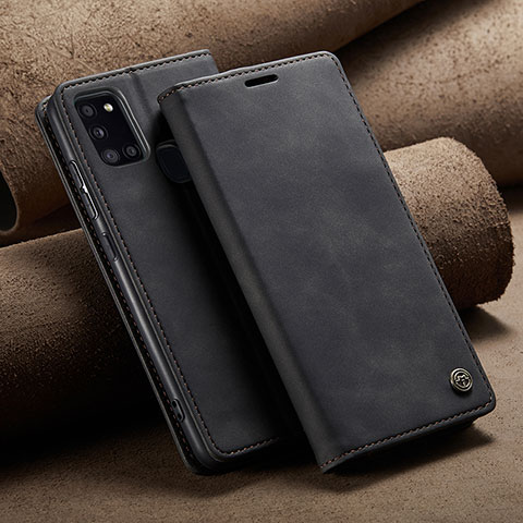 Handytasche Stand Schutzhülle Flip Leder Hülle C02S für Samsung Galaxy A21s Schwarz