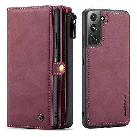 Handytasche Stand Schutzhülle Flip Leder Hülle C02S für Samsung Galaxy S21 5G Rot