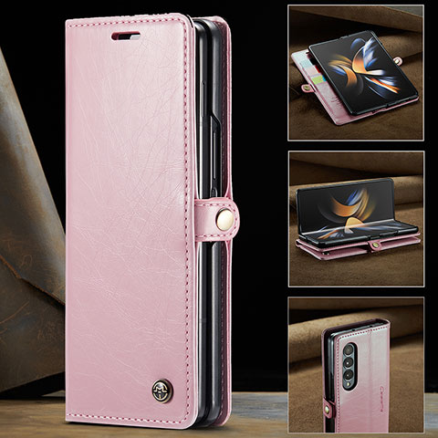 Handytasche Stand Schutzhülle Flip Leder Hülle C02S für Samsung Galaxy Z Fold3 5G Rosegold