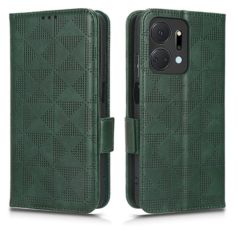 Handytasche Stand Schutzhülle Flip Leder Hülle C02X für Huawei Honor X7a Grün